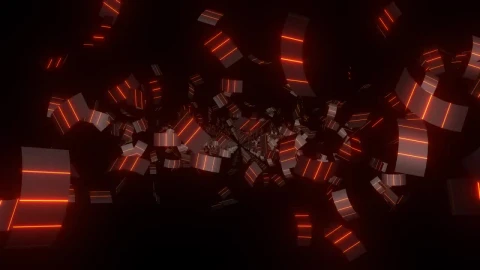 Stock Video Abstract Floating Figures With Red Neon Lights Live Wallpaper for PC - Free Live Wallpaper