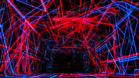 Stock Video Abstract Rectangular Tunnel Of Neon Lights Live Wallpaper for PC - Free Live Wallpaper