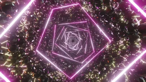 Stock Video Abstract Tunnel Of Crystals And Purple Neon Lights Live Wallpaper for PC - Free Live Wallpaper
