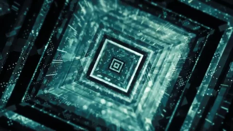 Stock Video Abstract Tunnel Of Digital Rotating Squares Live Wallpaper for PC - Free Live Wallpaper
