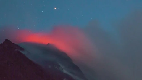Stock Video Active Volcano Smoking During The Starry Night Live Wallpaper for PC - Free Live Wallpaper