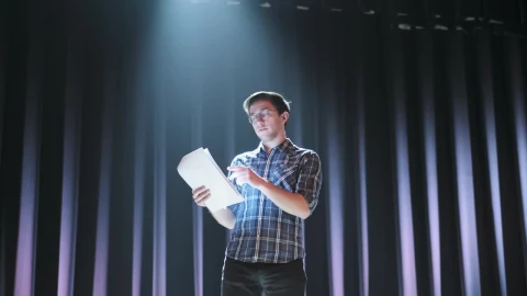 Stock Video Actor Reading His Script On Stage Live Wallpaper for PC - Free Live Wallpaper
