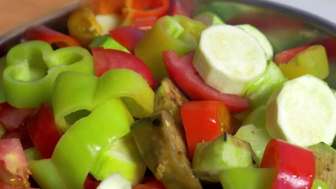 Stock Video Adding Sliced Vegetables To A Dish Live Wallpaper for PC - Free Live Wallpaper