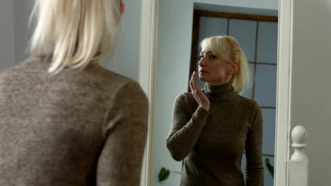Stock Video Adult Woman In The Mirror Frustrated By Her Wrinkles Live Wallpaper for PC - Free Live Wallpaper