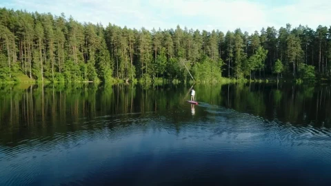 Stock Video Adventurer Woman On A Paddleboard In The Lake Live Wallpaper for PC - Free Live Wallpaper