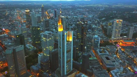 Stock Video Aerial Shot At Dusk Of The City Of Frankfurt Live Wallpaper for PC - Free Live Wallpaper