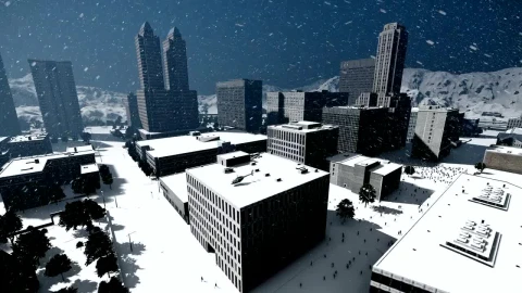 Stock Video Aerial Shot Of A City In Winter D Animation Live Wallpaper for PC - Free Live Wallpaper