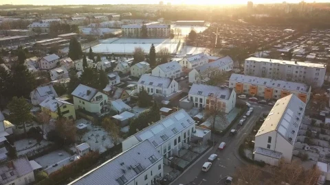 Stock Video Aerial Shot Of A German City During Winter Live Wallpaper for PC - Free Live Wallpaper
