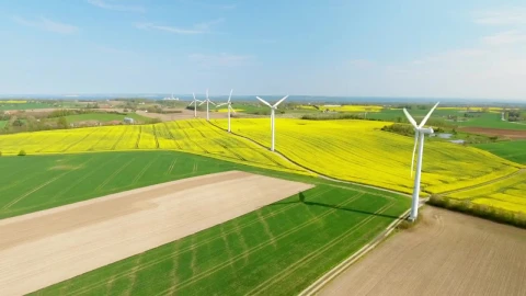 Stock Video Aerial Shot Of A Wind Farm Slow Motion Live Wallpaper for PC - Free Live Wallpaper