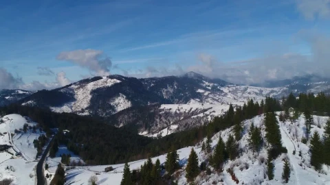 Stock Video Aerial Shot Of A Winter Landscape On A Sunny Day Live Wallpaper for PC - Free Live Wallpaper