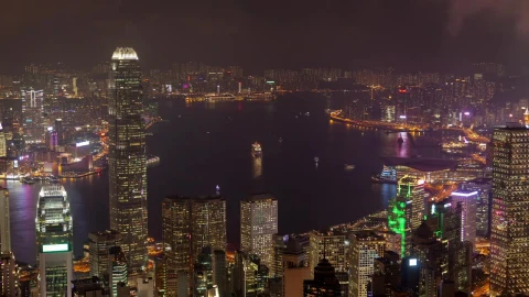 Stock Video Aerial Shot Of Hong Kong Harbor At Night Live Wallpaper for PC - Free Live Wallpaper
