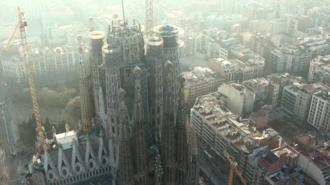 Stock Video Aerial Shot Of La Sagrada Familia In Spain Live Wallpaper for PC - Free Live Wallpaper