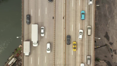 Stock Video Aerial Top Shot Of A Highway Bridge Live Wallpaper for PC - Free Live Wallpaper