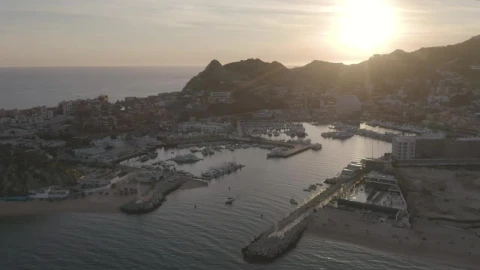 Stock Video Aerial Tour Of A Port At Sunset Live Wallpaper for PC - Free Live Wallpaper