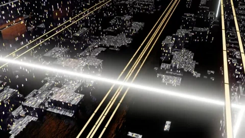 Stock Video Aerial Tour Of An Abstract Virtual City Live Wallpaper for PC - Free Live Wallpaper