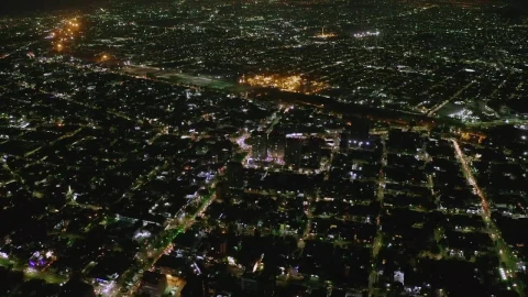 Stock Video Aerial View Of A Big City At Night Live Wallpaper for PC - Free Live Wallpaper