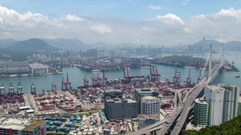 Stock Video Aerial View Of A Bridge And The Cityscape Live Wallpaper for PC - Free Live Wallpaper