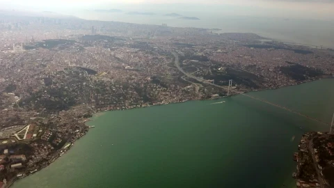 Stock Video Aerial View Of A City And A Connecting Bridge Live Wallpaper for PC - Free Live Wallpaper