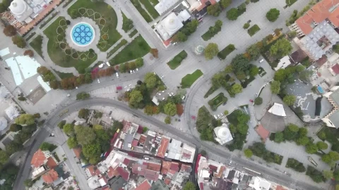 Stock Video Aerial View Of A City With Gardens And Houses Live Wallpaper for PC - Free Live Wallpaper
