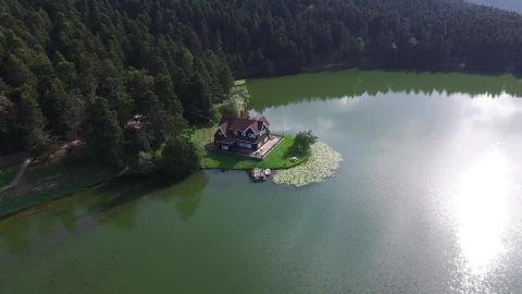 Stock Video Aerial View Of A House By The Lake Live Wallpaper for PC - Free Live Wallpaper