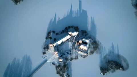 Stock Video Aerial View Of A Medieval Castle In The Winter Live Wallpaper for PC - Free Live Wallpaper
