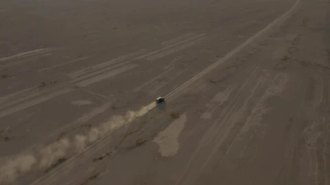 Stock Video Aerial View Of A Pickup Truck Traveling Through A Desert Live Wallpaper for PC - Free Live Wallpaper
