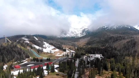 Stock Video Aerial View Of A Resort In The Mountains Live Wallpaper for PC - Free Live Wallpaper