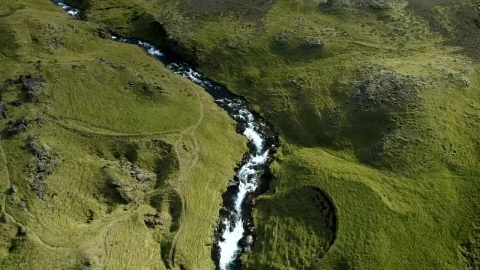 Stock Video Aerial View Of A River And A Waterfall On A Live Wallpaper for PC - Free Live Wallpaper