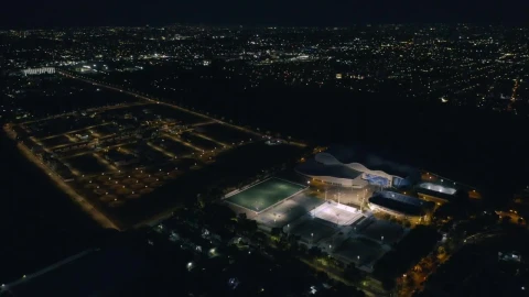 Stock Video Aerial View Of A Sports Center At Night Time Live Wallpaper for PC - Free Live Wallpaper