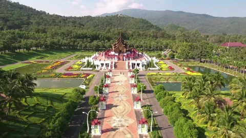 Stock Video Aerial View Of A Temple Between Gardens Live Wallpaper for PC - Free Live Wallpaper