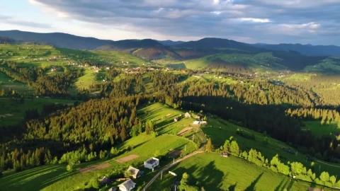 Stock Video Aerial View Of A Village In The Hills Live Wallpaper for PC - Free Live Wallpaper