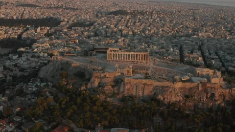 Stock Video Aerial View Of Acropolis In Athens During Sunrise Live Wallpaper for PC - Free Live Wallpaper
