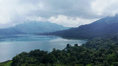 Stock Video Aerial View Of Batur Lake In Bali Indonesia Live Wallpaper for PC - Free Live Wallpaper