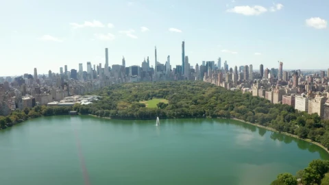 Stock Video Aerial View Of Central Park Lake A Sunny Day At Live Wallpaper for PC - Free Live Wallpaper