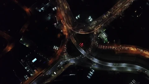 Stock Video Aerial View Of City Traffic At Night Live Wallpaper for PC - Free Live Wallpaper