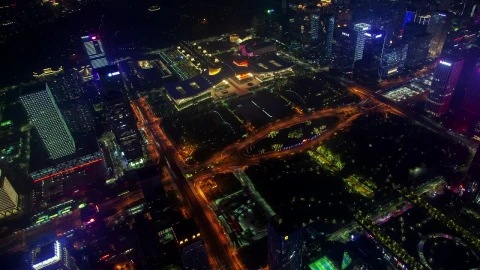 Stock Video Aerial View Of Flashing Buildings In Shenzhen Live Wallpaper for PC - Free Live Wallpaper