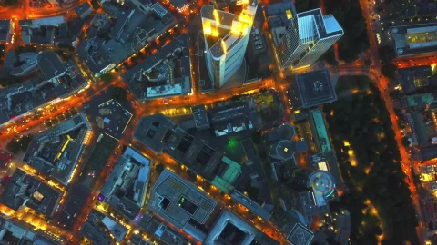 Stock Video Aerial View Of Frankfurt Illuminated At Night Live Wallpaper for PC - Free Live Wallpaper