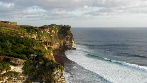 Stock Video Aerial View Of High Cliffs On Indonesian Coast And Ocean Live Wallpaper for PC - Free Live Wallpaper