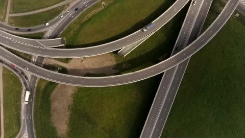 Stock Video Aerial View Of Highway Junctions With Traffic Live Wallpaper for PC - Free Live Wallpaper