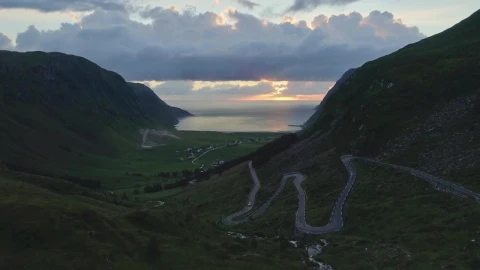 Stock Video Aerial View Of Mountain Road In Hoddevik Norway Live Wallpaper for PC - Free Live Wallpaper
