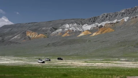 Stock Video Aerial View Of Rovers Driving Along Mountains Live Wallpaper for PC - Free Live Wallpaper