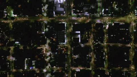 Stock Video Aerial View Of The City Streets At Night Live Wallpaper for PC - Free Live Wallpaper