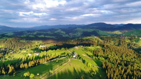 Stock Video Aerial View Of The Countryside In A Cloudy Day Live Wallpaper for PC - Free Live Wallpaper
