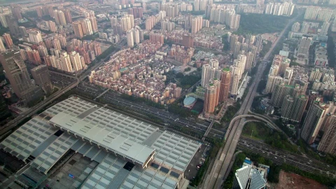 Stock Video Aerial View Of The Shenzhen Convention Center Live Wallpaper for PC - Free Live Wallpaper