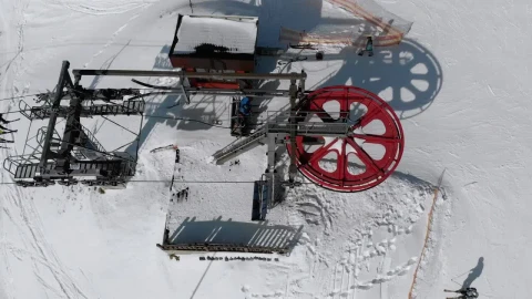Stock Video Aerial View Of The Ski Lift Mechanism Live Wallpaper for PC - Free Live Wallpaper