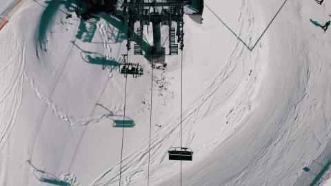 Stock Video Aerial View Of The Ski Lift Mechanism Working Live Wallpaper for PC - Free Live Wallpaper