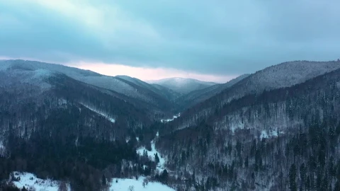 Stock Video Aerial View Of Winter Forested Mountain Landscape Live Wallpaper for PC - Free Live Wallpaper