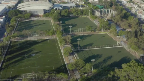 Stock Video Aerial View Over A Field With Soccer Courts Live Wallpaper for PC - Free Live Wallpaper
