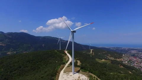 Stock Video Aerial Windmills In The Top Of A Mountain Live Wallpaper for PC - Free Live Wallpaper