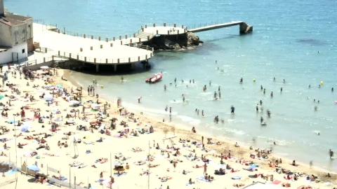 Stock Video Beach Full Of Tourists Next To The Pier Live Wallpaper For PC - Free Live Wallpaper